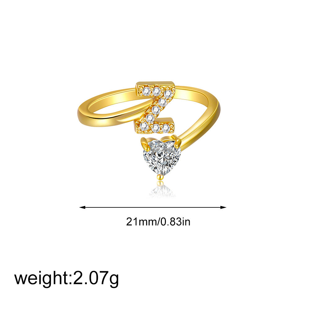 Zircon heart-shaped ring