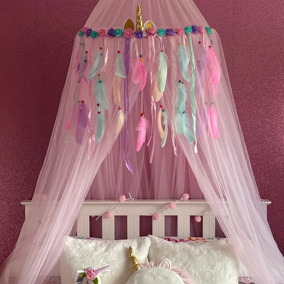 Unicorn Dream Catcher Feather Pendant