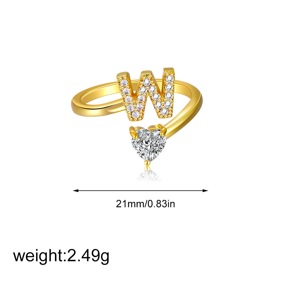 Zircon heart-shaped ring