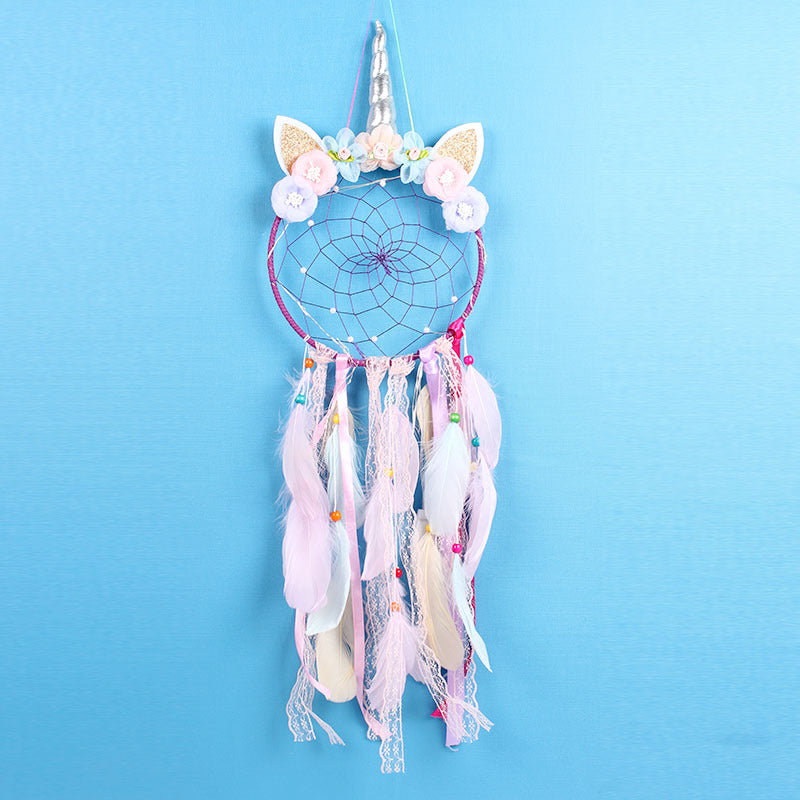 Unicorn Dream Catcher Feather Pendant