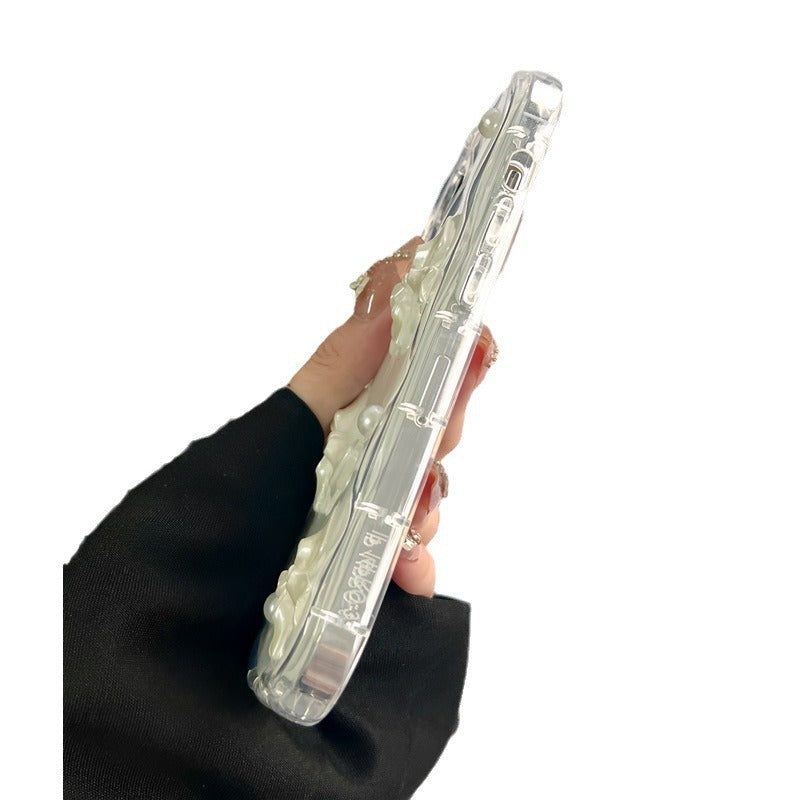 Epoxy Pearl Bow Silicone iPhone Case