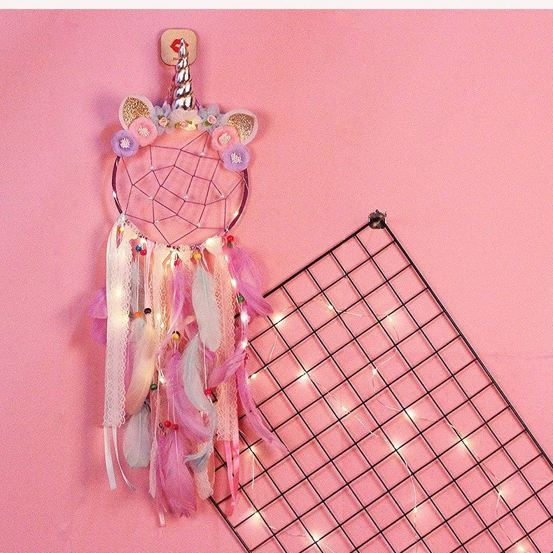 Unicorn Dream Catcher Feather Pendant
