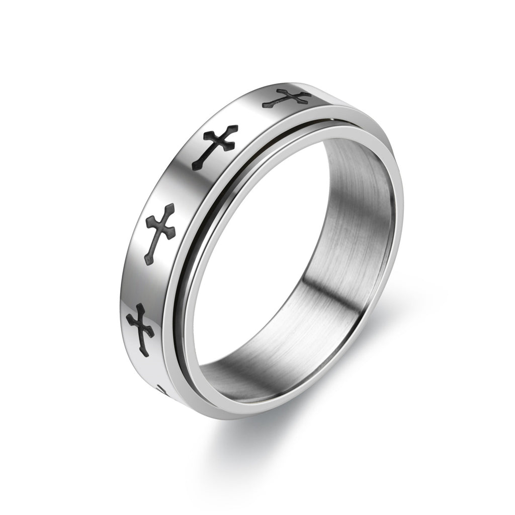 Anti-anxiety and stress-reducing rotating cross ring