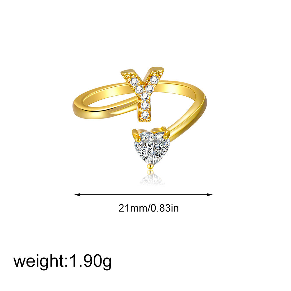 Zircon heart-shaped ring
