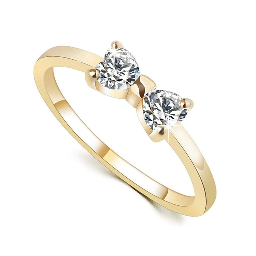 Japanese and Korean Fashion Bow Ring Women's Ins Style Simple Zircon Love Ring Jewelry Accessories Cross-border Explosions