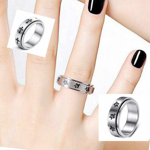 Anti-anxiety and stress-reducing rotating cross ring