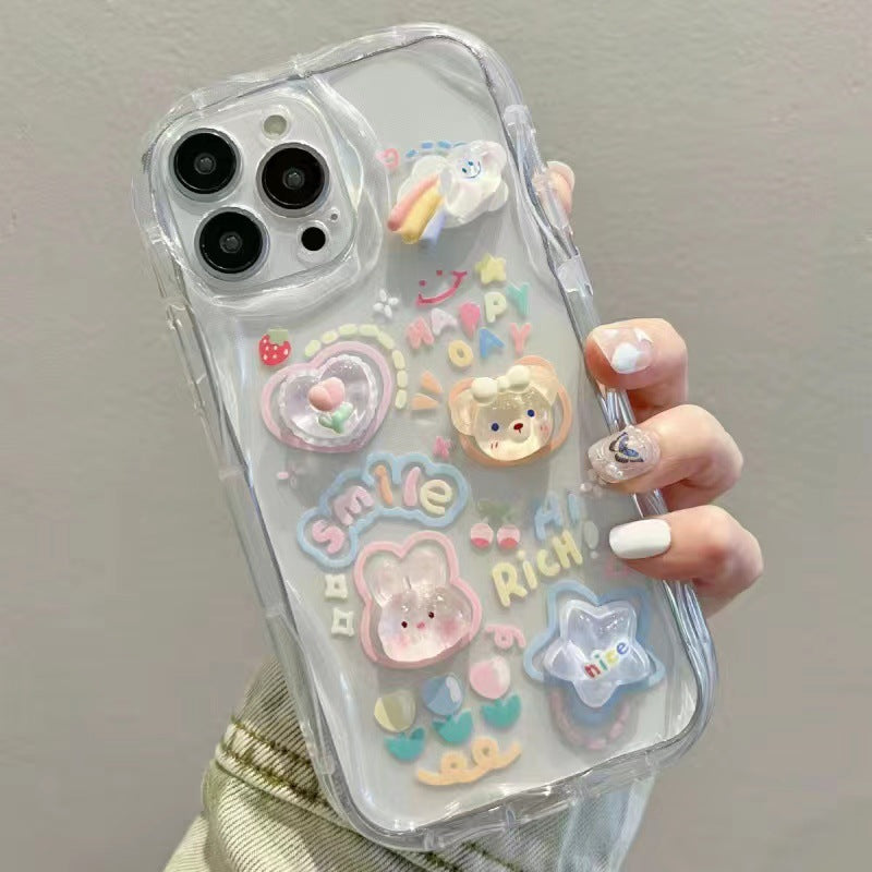 Transparent 3D Cloud iPhone Case with Bear Design