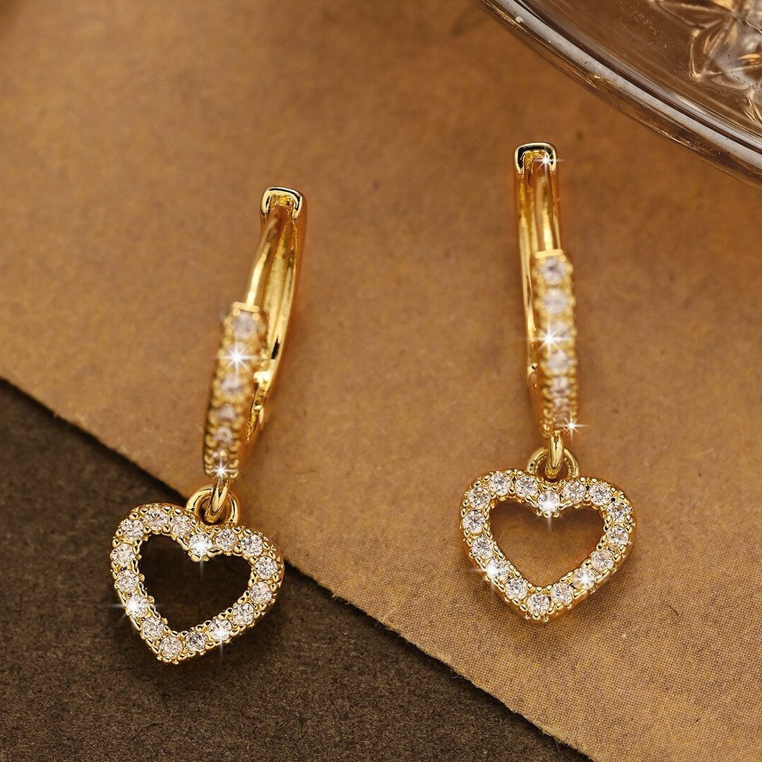 Retro Simple Heart Pendant Earrings