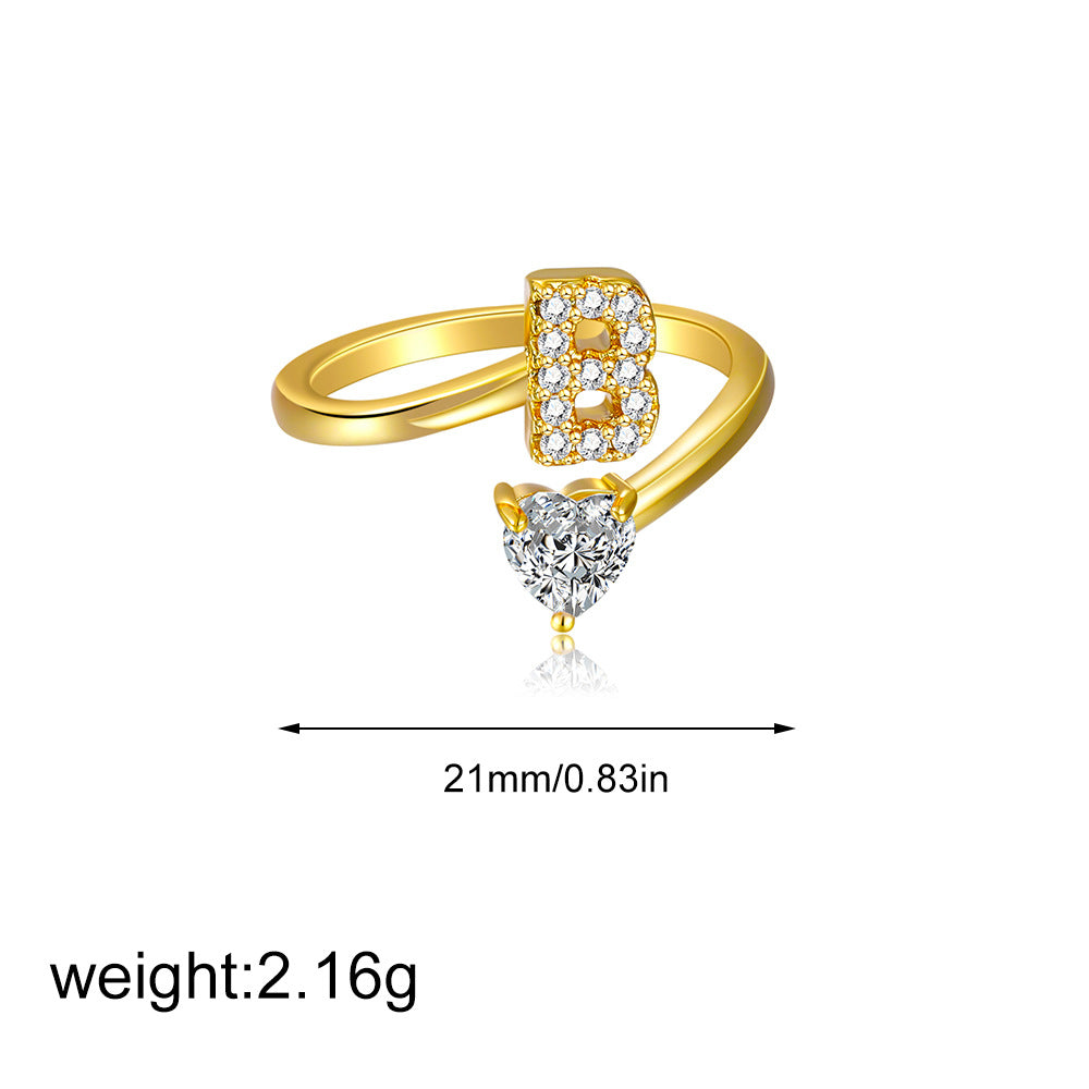 Zircon heart-shaped ring