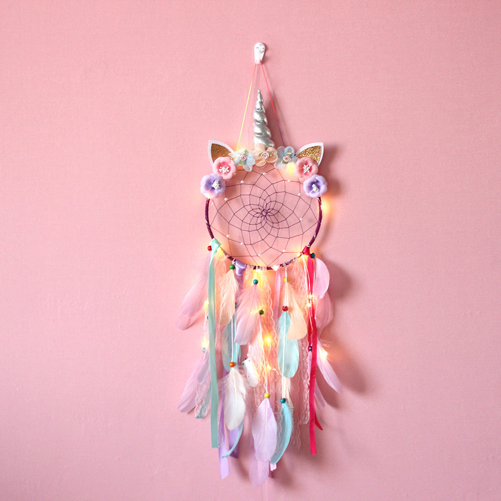 Unicorn Dream Catcher Feather Pendant