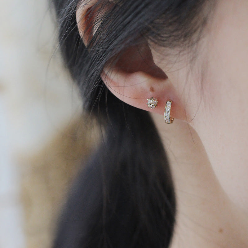 Sterling Silver Gold Plated Zircon Earrings