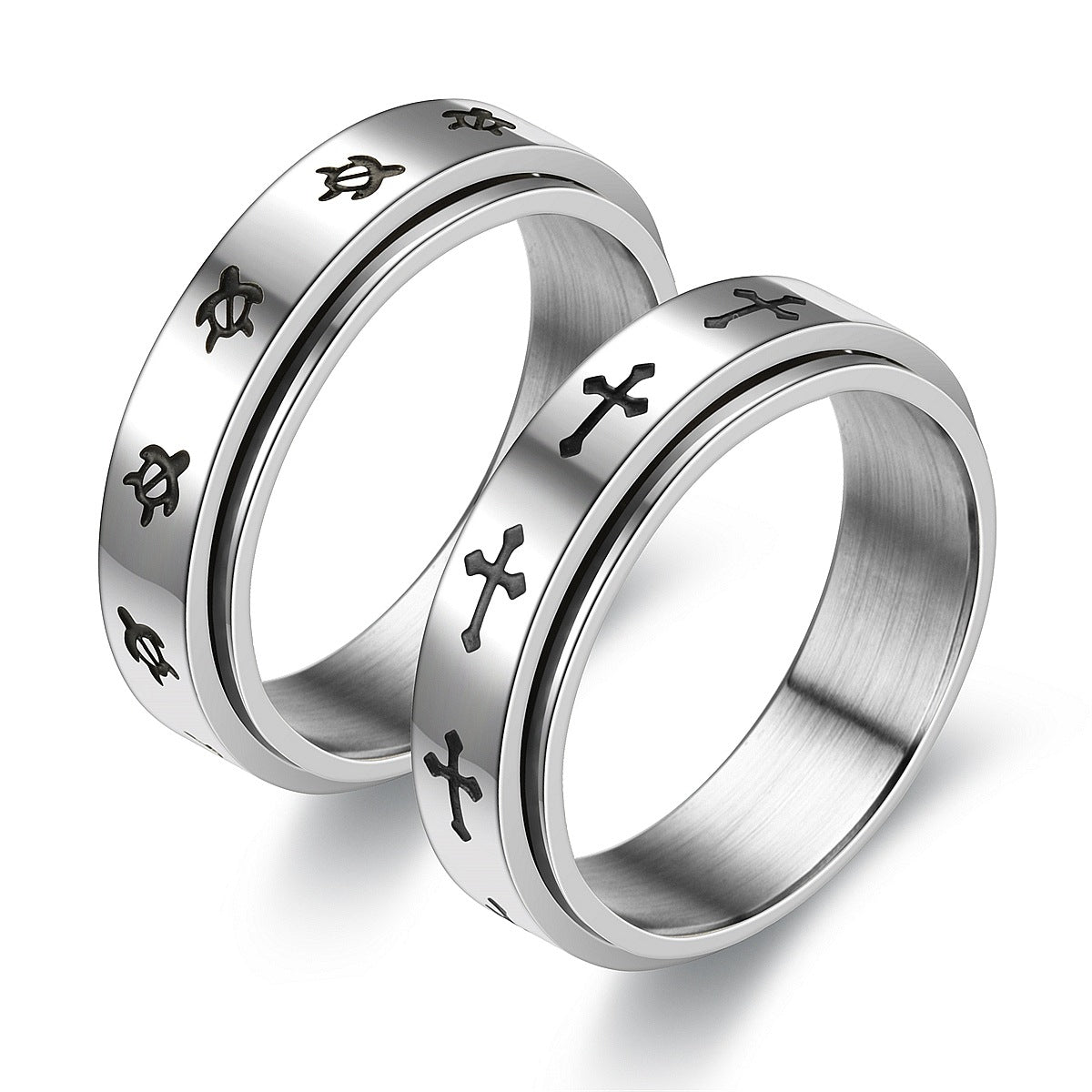 Anti-anxiety and stress-reducing rotating cross ring