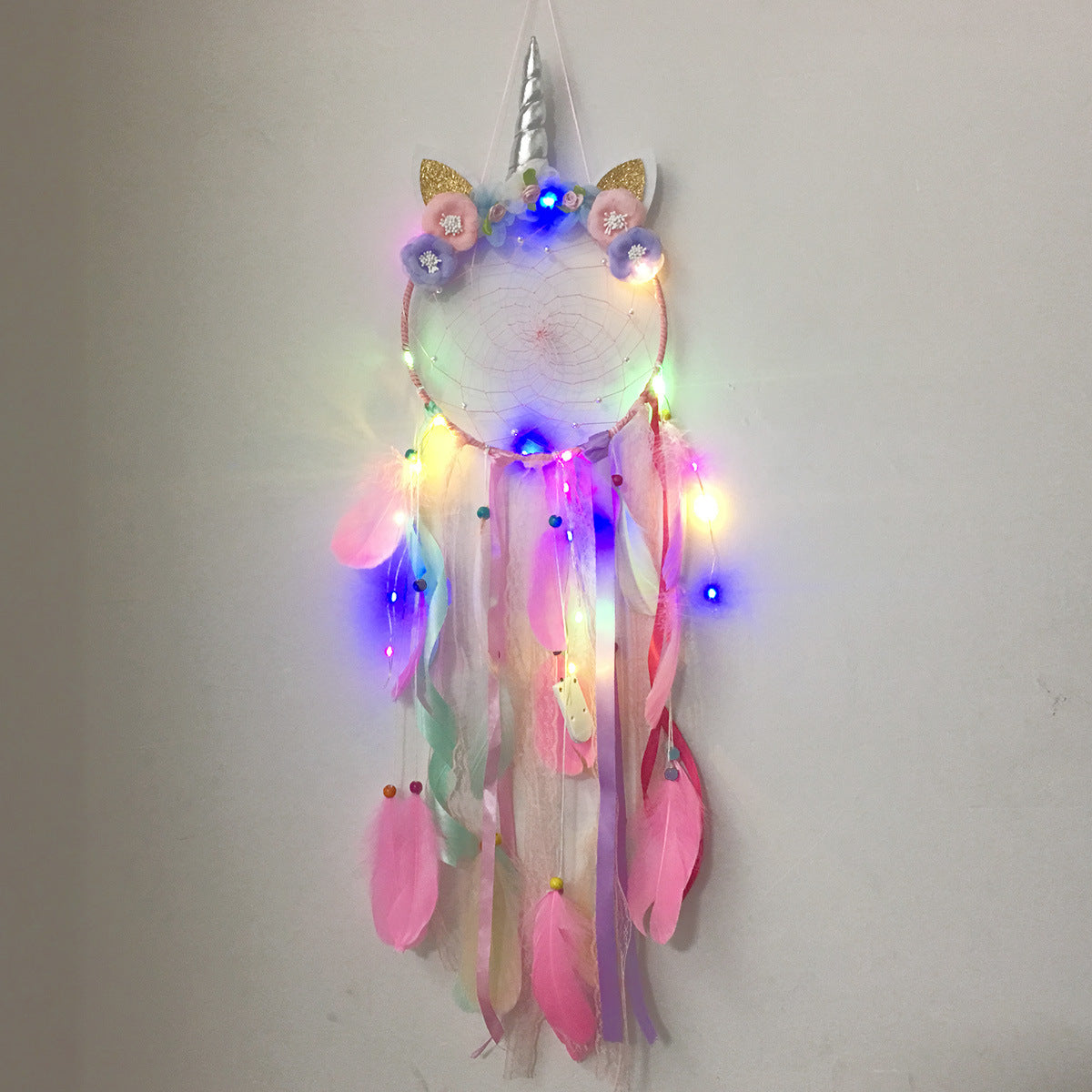 Unicorn Dream Catcher Feather Pendant