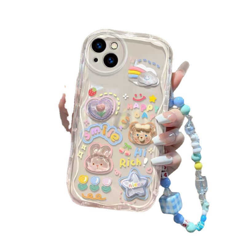 Transparent 3D Cloud iPhone Case with Bear Design