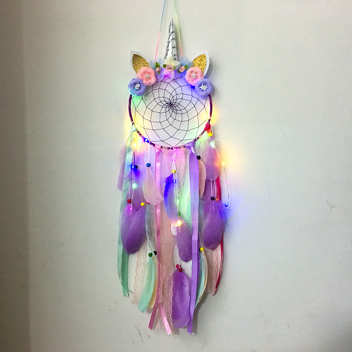 Unicorn Dream Catcher Feather Pendant