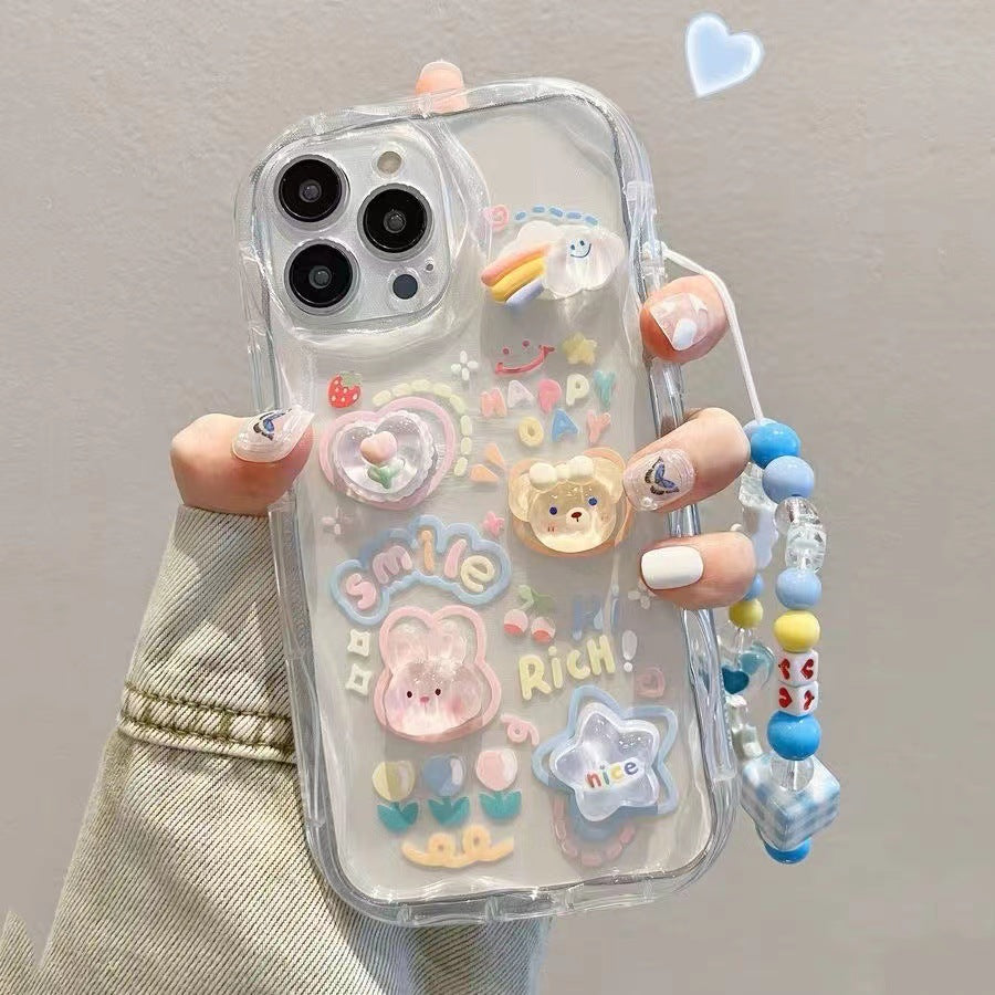 Transparent 3D Cloud iPhone Case with Bear Design