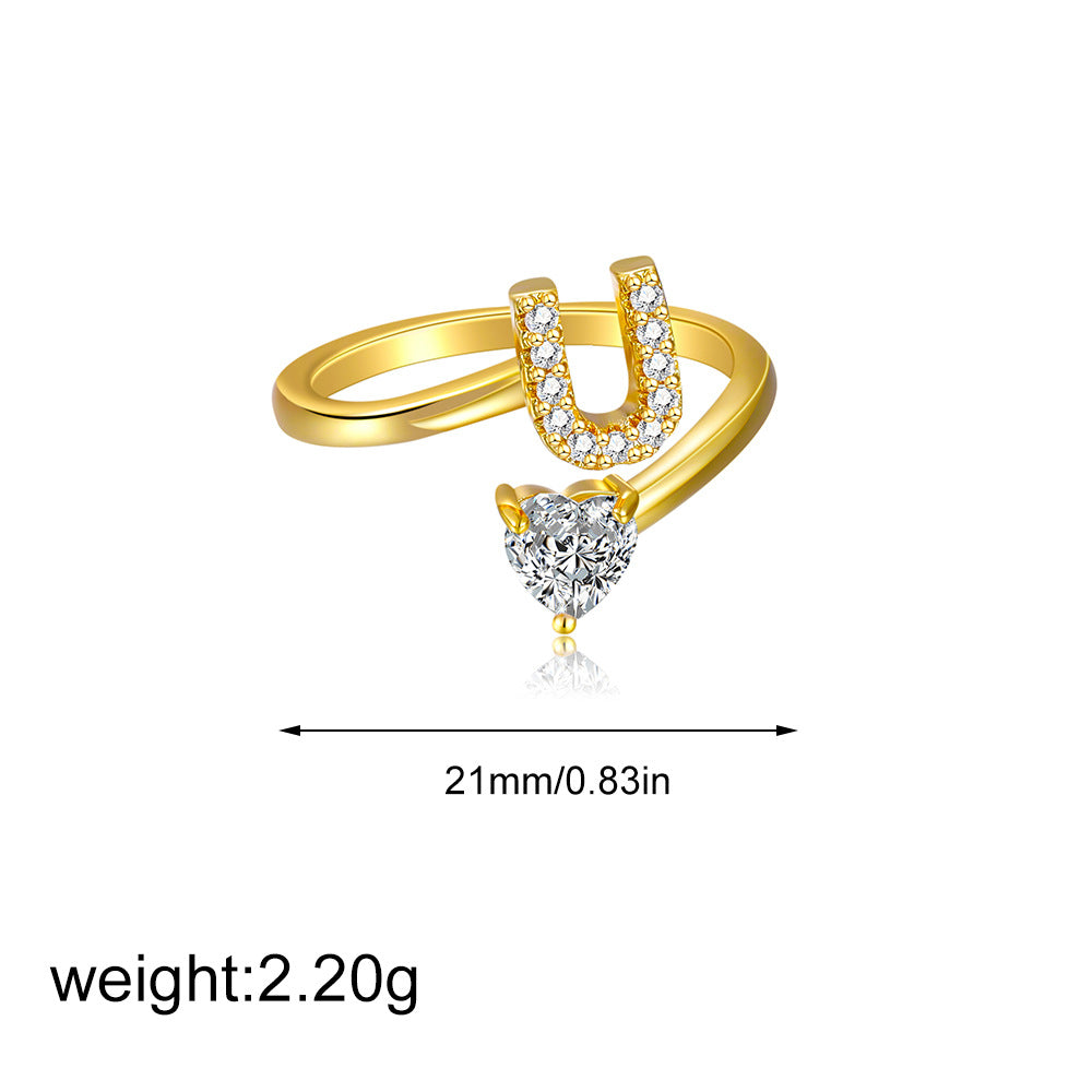 Zircon heart-shaped ring