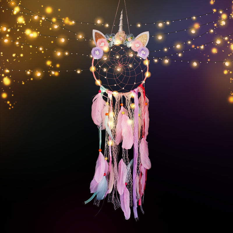 Unicorn Dream Catcher Feather Pendant