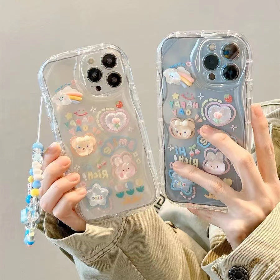 Transparent 3D Cloud iPhone Case with Bear Design