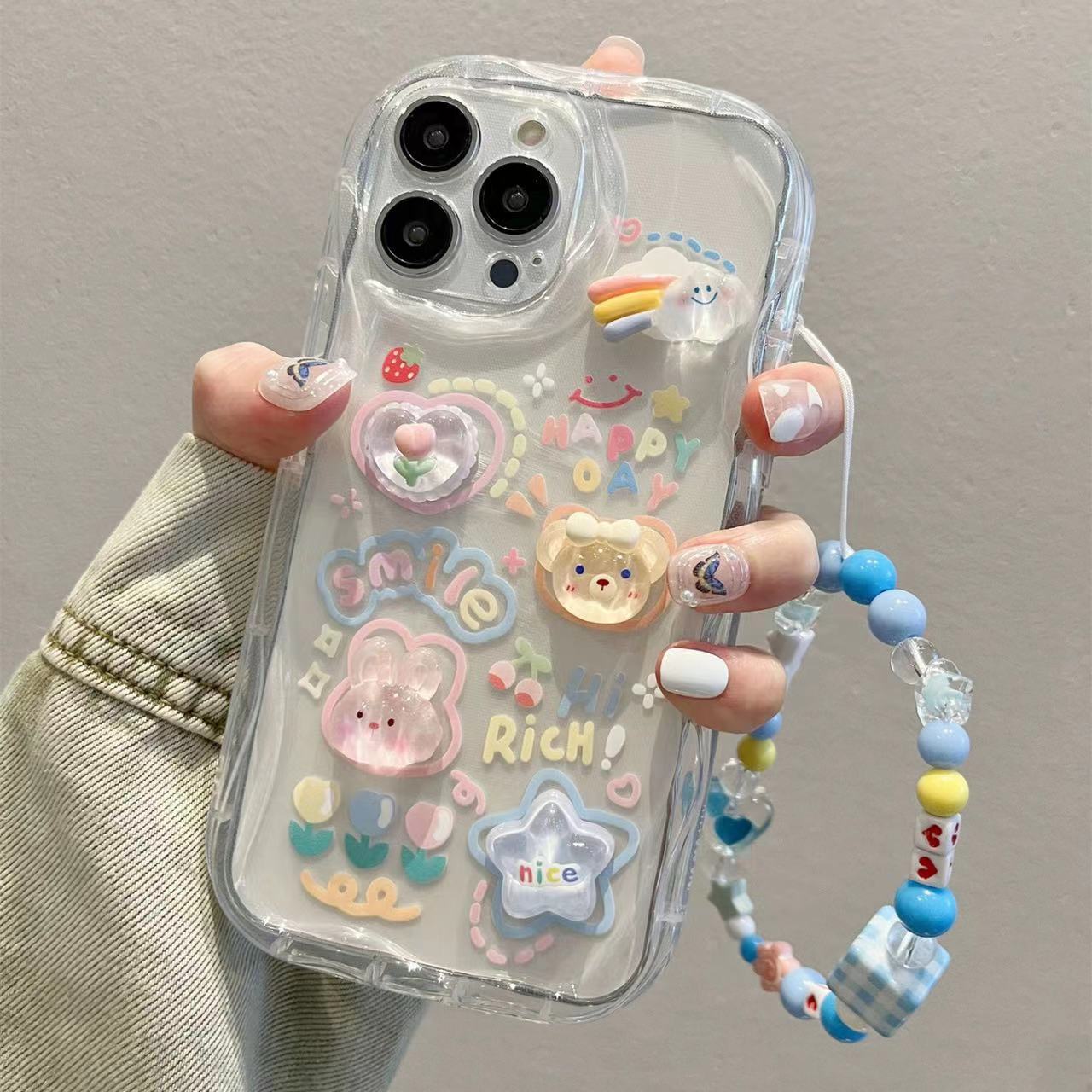 Transparent 3D Cloud iPhone Case with Bear Design