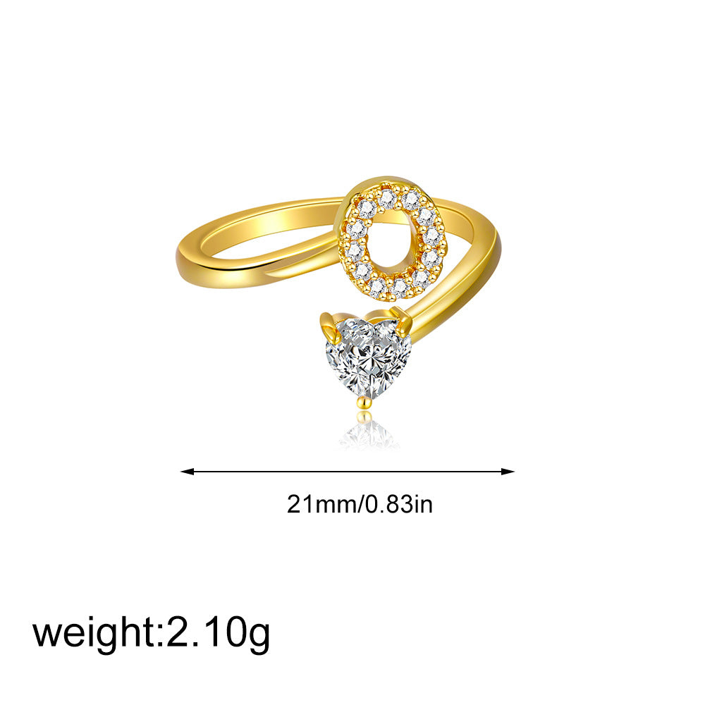 Zircon heart-shaped ring