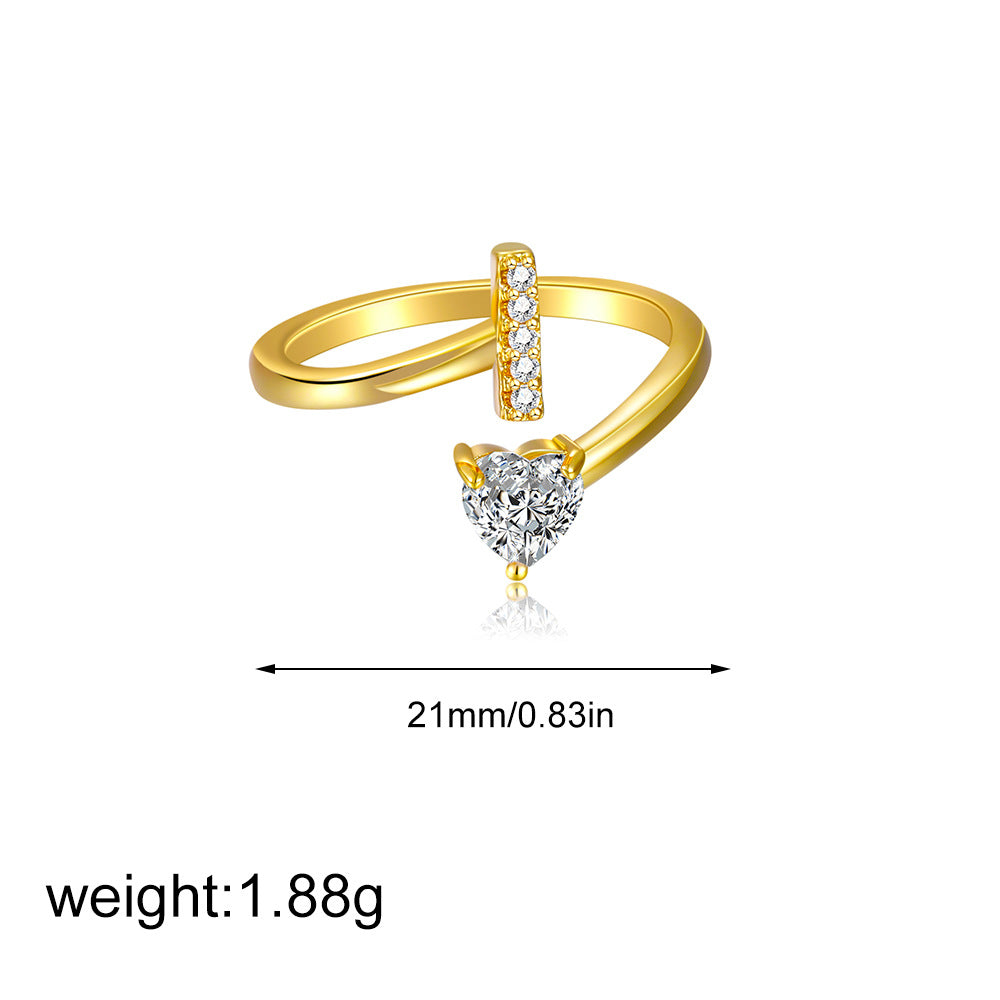 Zircon heart-shaped ring
