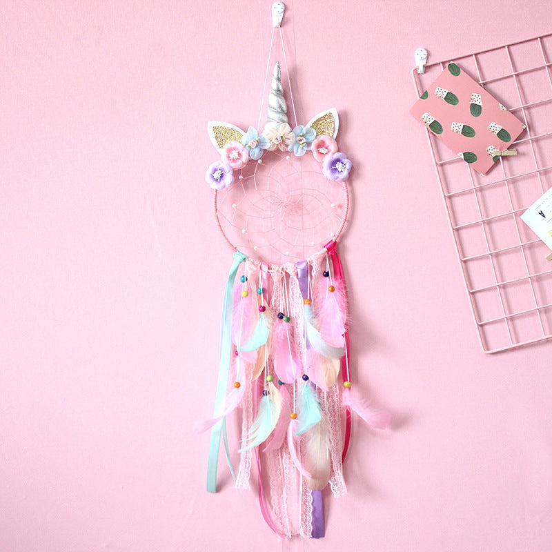 Unicorn Dream Catcher Feather Pendant