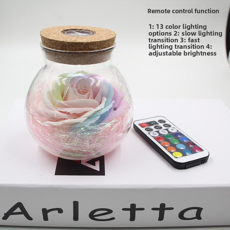 Rose Preserved Soap Flower Wishing Bottle