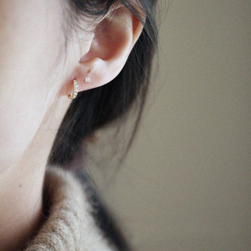 Sterling Silver Gold Plated Zircon Earrings