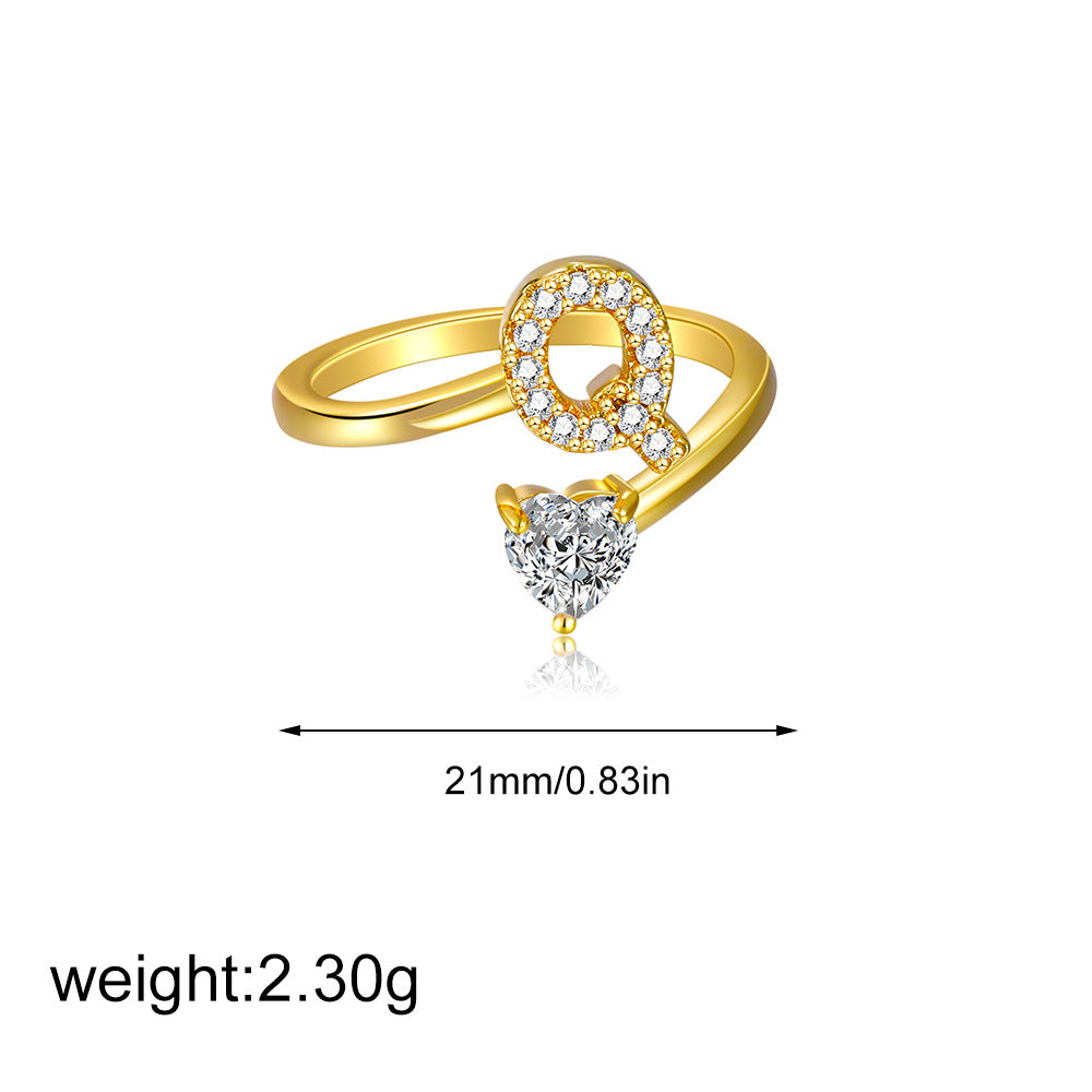Zircon heart-shaped ring