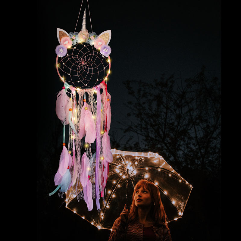 Unicorn Dream Catcher Feather Pendant
