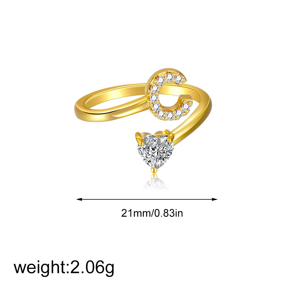Zircon heart-shaped ring
